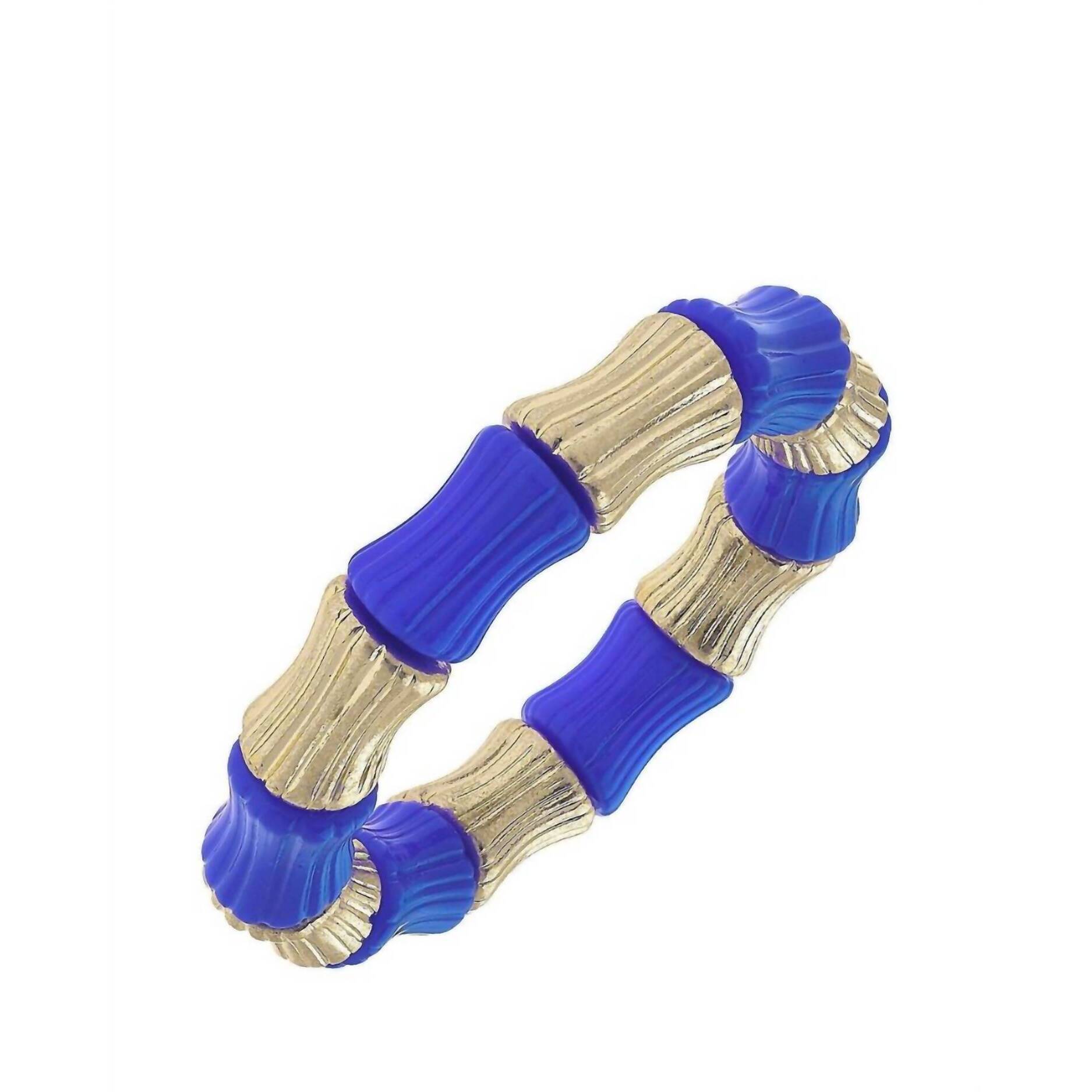 New Canvas Style Women's Kai Bamboo Stretch Bracelet In Blue/Gold